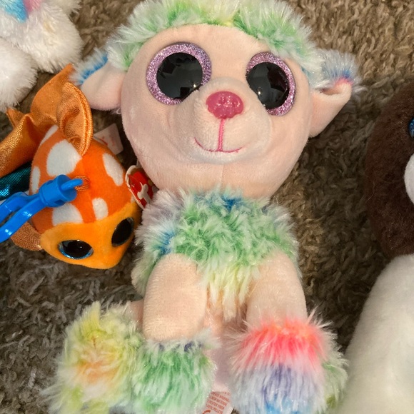 Ty Beanie Babies Big Eye Stuffies Lot Of 9 Whale Flamingo Cat Dog Bird - Picture 7 of 8